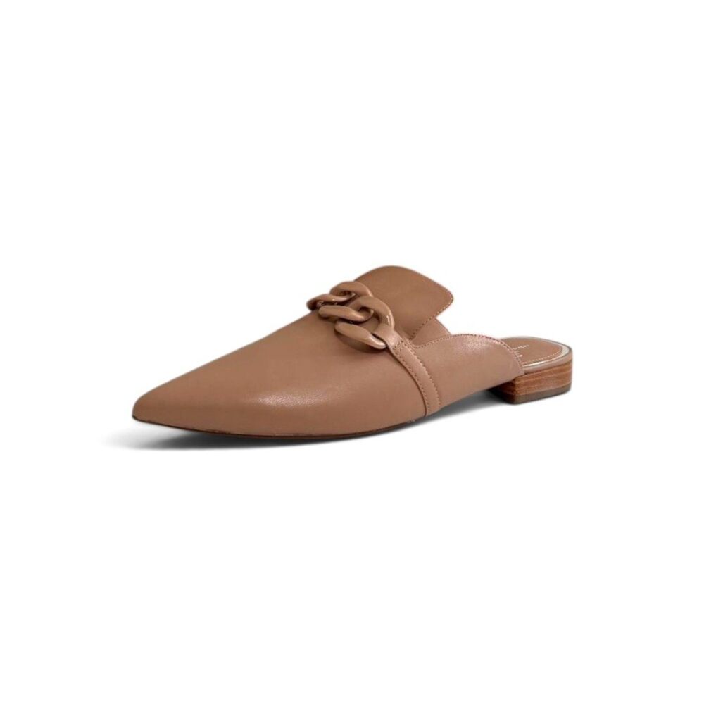 Linea Paolo Adora Pointed Toe Nude Leather Mule, NEW! Size 10.5